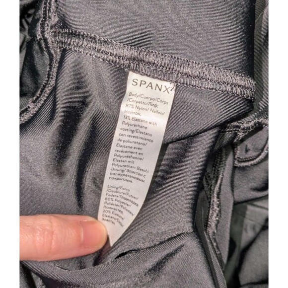 Spanx Leggings L Women's Black Shiny Faux Leather Look Pull On Skinny Ankle - Picture 6 of 6